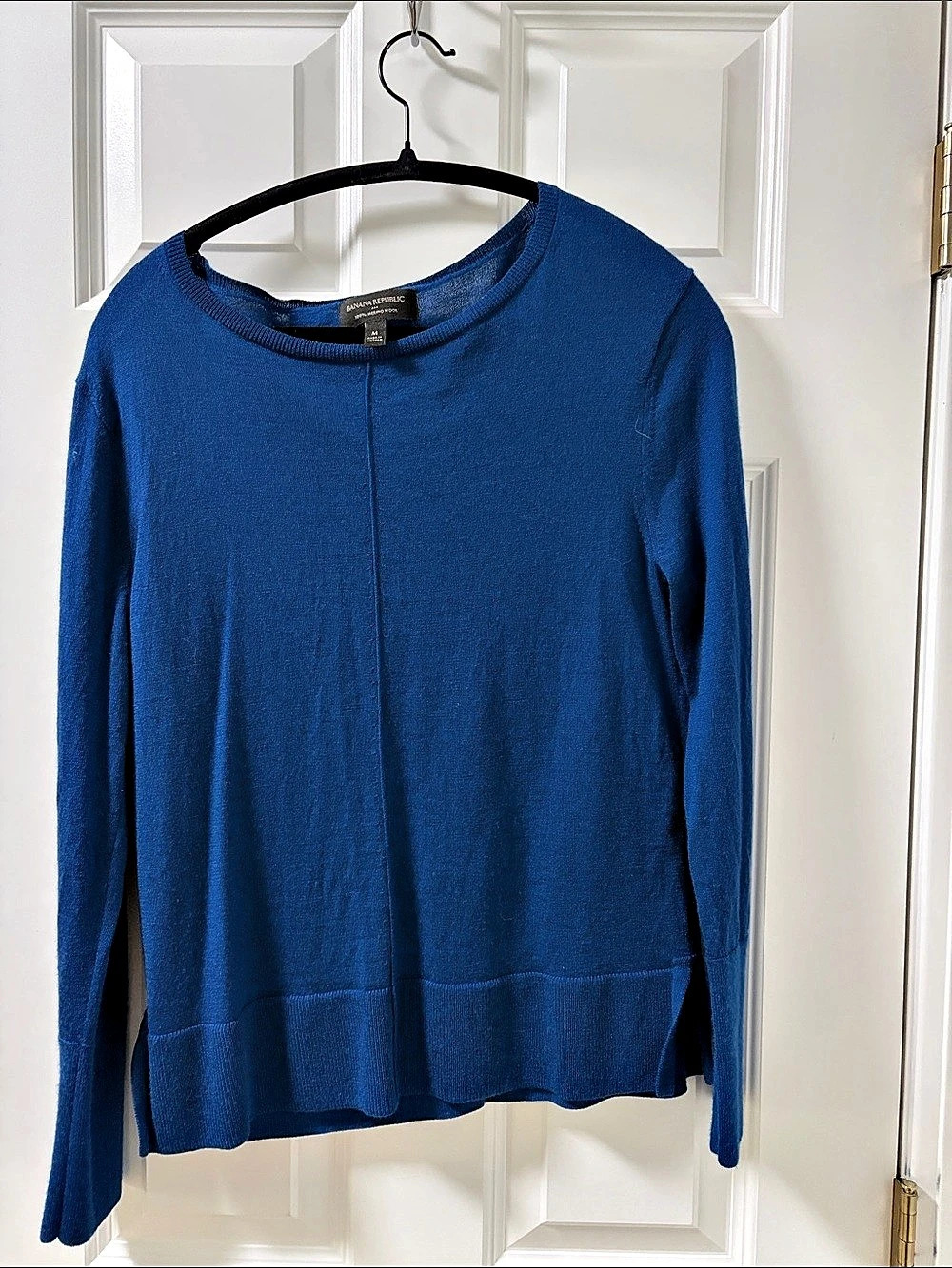 Banana Republic Wool Scoop/Crew Neck Sweater in Manitou Blue - Size Medium